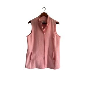 Chicos Pink Wool Vest Sleeveless Collared Button Up Pockets Womens Size 1